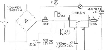 Touch delay light circuit adopted power switch integrated circuit