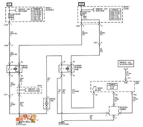 SHANGHAI GM Chevrolet（Epica）saloon car air-conditioning system manual control circuit diagram(five)