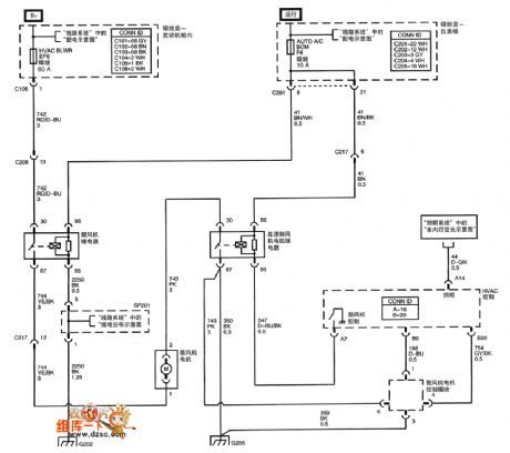 SHANGHAI GM Chevrolet（Epica）saloon car air-conditioning system manual control circuit diagram(five)