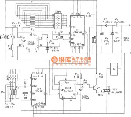 Open/stop selecting function timer circuit with CD4541