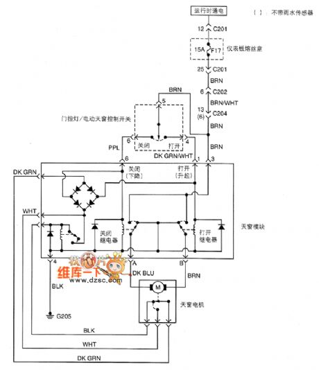 SHANGHAI GM BUICK（Excelle）saloon car motor-driven sunroof circuit diagram