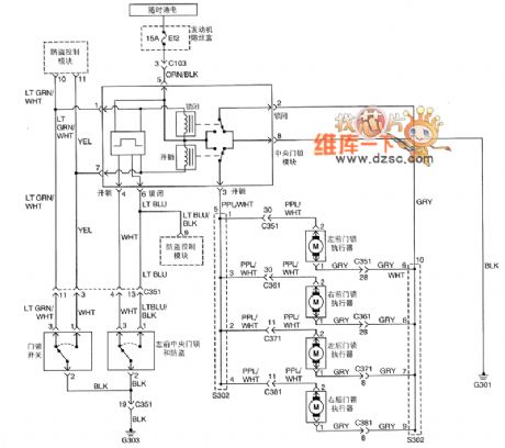 SHANGHAI GM BUICK（Excelle）saloon car motor-driven gate lock circuit diagram