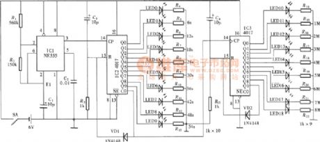 Phone minute beep decoder circuit with NE555, CD4017