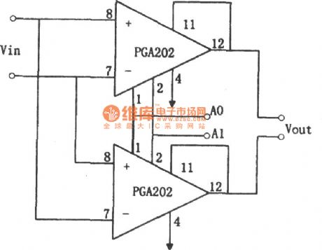 Differential input/output gain programmable amplifier circuit