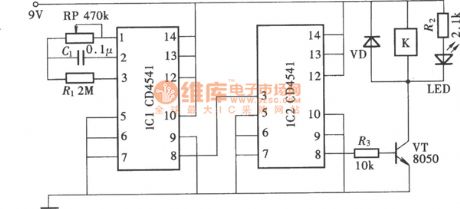 Long time delay timing circuit with CD4541