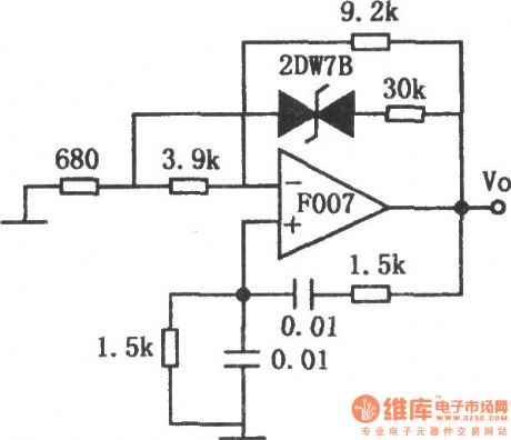 Wien bridge sine wave generator composed of F007