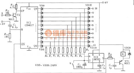 Multistage timing program control circuit with CD4017, LM555