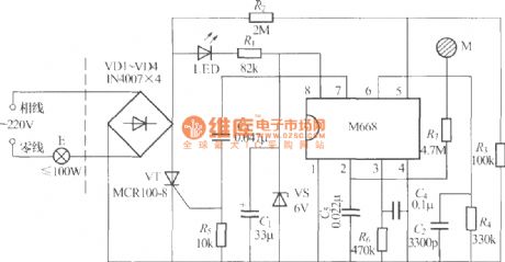 M668 touch stepping dimming light circuit
