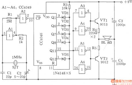 Electronic checking tone ware composed of CC4040