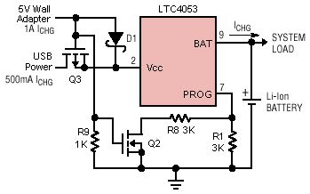 ltc4053 USB charger circuit diagram