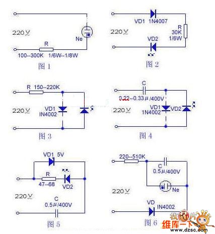 220v led indicator light circuit diagram