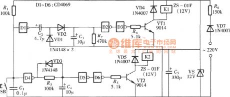 The Circuit Of Dual Power Switch Of The CD4069