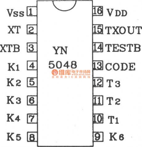 YN5048 Infrared transmitter IC typical application circuit diagram
