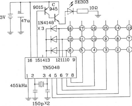 YN5048 Infrared transmitter IC typical application circuit diagram