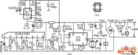 Circuit Diagram of KA2184 Infrared Ray Remote Control Light