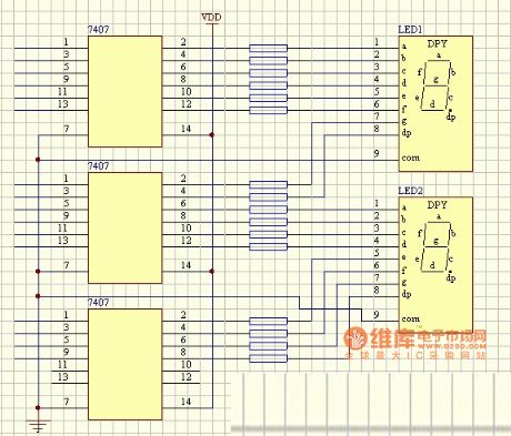 Parallel LED Digitron Quiescent Display Circuit