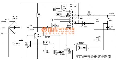 Latest practical 5W switching power supply circuit
