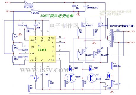 Stabilized voltage inverter 12V-220V 200W