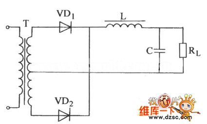Single phase full-wave rectification double filtering circuit diagram