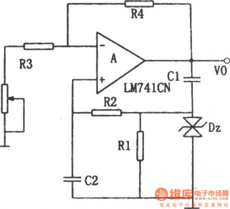 RC sine-wave generator composed of LM741CN
