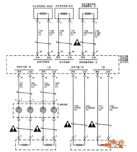 SHANGHAI GM Chevrolet（Epica）saloon car supplementary restraint system circuit diagram(two)