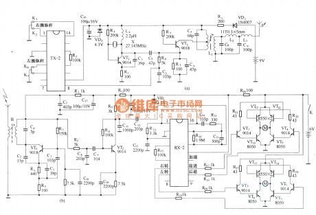 Composed of RX-2/TX-2 4 channels wireless remote control toy car circuit diagram