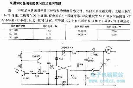 Night automatic light circuit with TRIAC