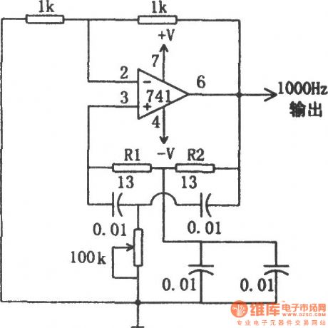 1kHz sine wave oscillator(741)