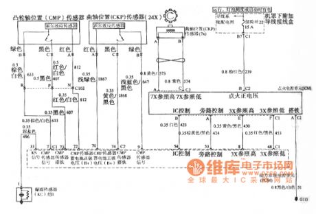 Buick GL8 camshaft position CMP sensor, crankshaft position CKP sensor, ignition electronic control unit ICM circuit