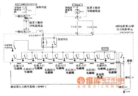 The circuit of Buick GL8 automobile ABS, bonding, ABS electronic control unit and traction electronic control unit EBCMEBTCM