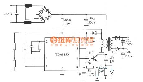 TDA8130 typical application circuit (switching regualted power supply)