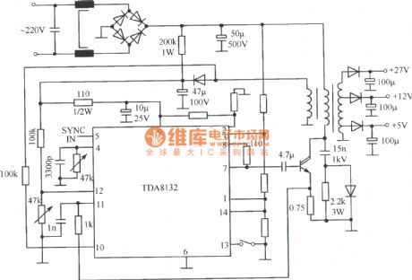 TDA8132 typical application circuit (switching regualted power supply)