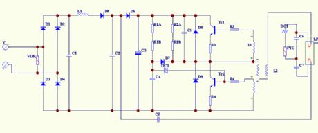 One kind of electron ballast circuit principle diagram
