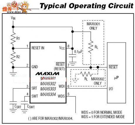 MAX6303/MAX6302/MAX6301/MAX6304 Application Circuit