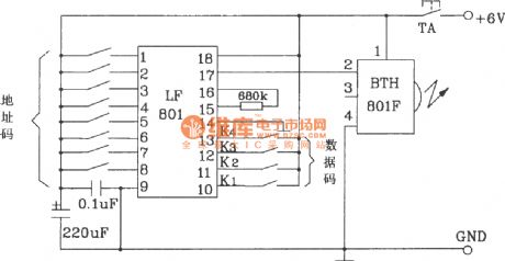 BTH801F and BTH801J infrared remote control transmitter and receiver module applications circuit diagram