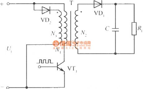 Single end fly back type power converter circuit with energy returning winding diode clampling circuit