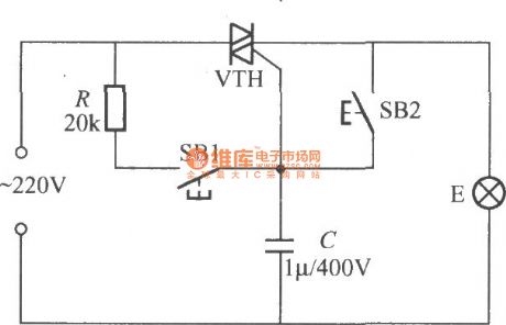 Floodlight power failure self-lock switch circuit