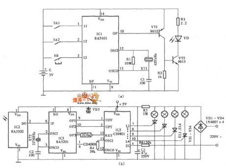 Infrared Ray Remote Control Color Light Controller Circuit