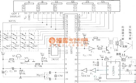 Digital ultrasound rangefinder circuit diagram
