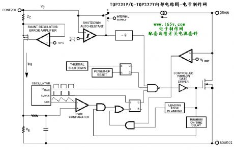 Application circuit of single chip switching power supply TOP221-TOP227