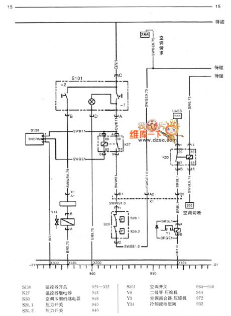 SHANGHAI GM Chevrolet（Sail）saloon car air condition system circuit diagram(two)