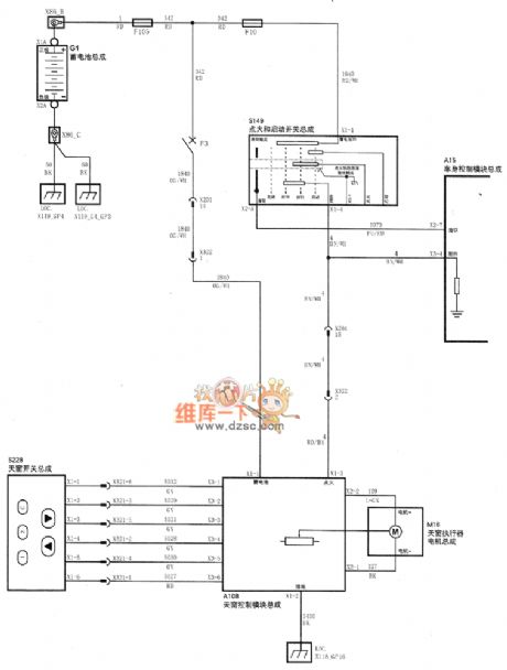 SHANGHAI GM BUICK(Royaum) saloon car power sunroof circuit diagram
