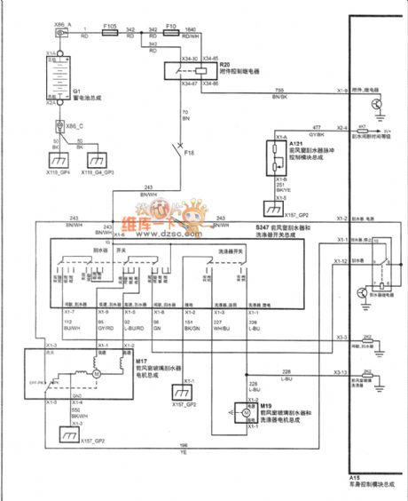 SHANGHAI GM BUICK(Royaum) saloon car windshield wiper/scrubber circuit diagram