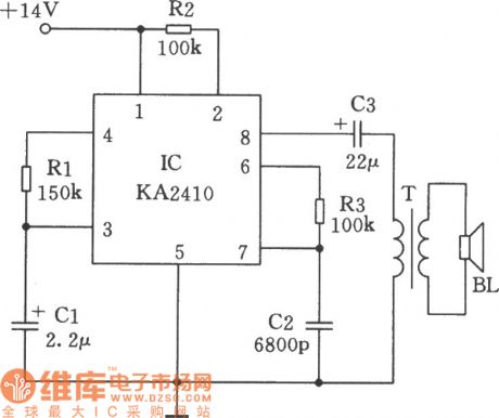 Simulated Sound Generator Circuit Using Phone Ringing IC