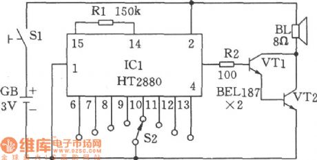 Multiple Sound Generator Circuit Composed of HT2880