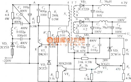 Output sampling winding isolated switching power supply