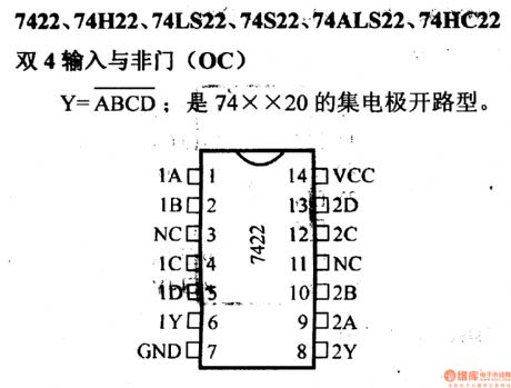 74 series digital circuit of 7422 74H22 dual 4 input nor gate