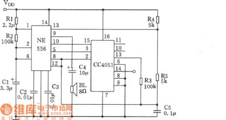 Multi-Functional Sound Generator Circuit Composed of NE555 and CC4051