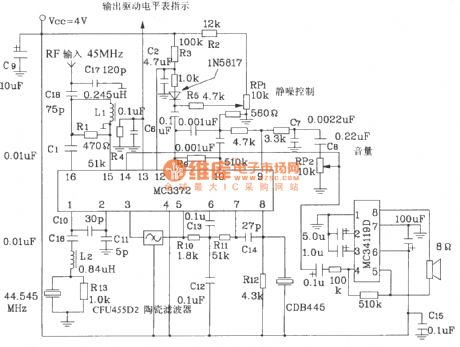 Composed of MC3372 and MC341196D 45MHz band radio receiver circuit diagram