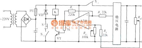 Circuit example of regulated power supply adding overvoltage protection